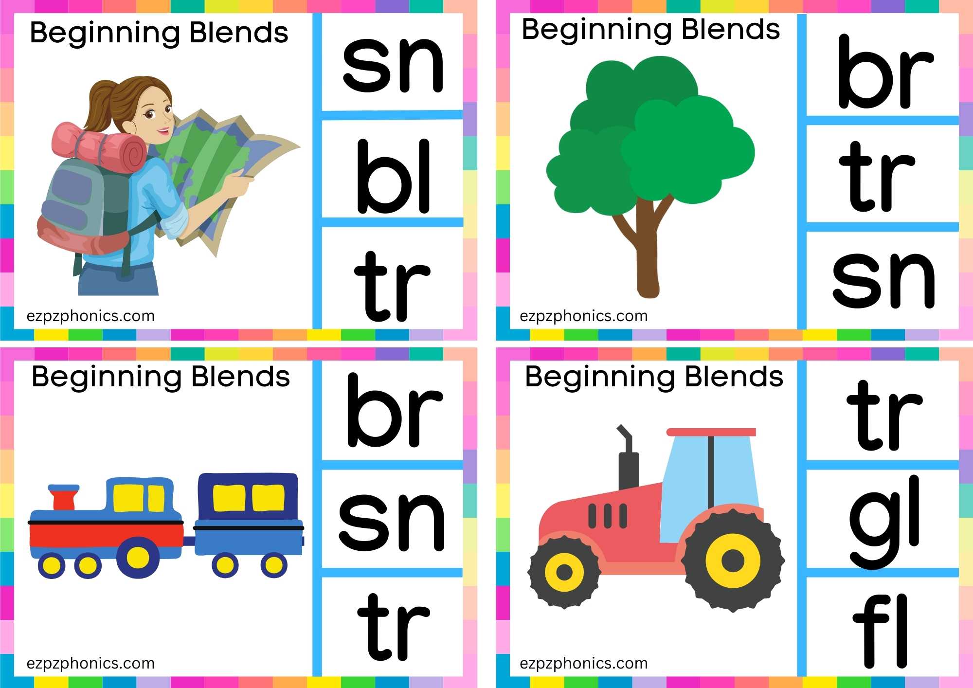 TR Beginning Blends Clip Cards Look At The Images And Clip The Correct Letters Set 1